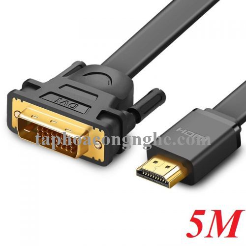 Ugreen 30138 5M màu Đen Cáp chuyển đổi HDMI sang DVI 24 + 1 thuần đồng cáp dẹt HD106 30030138
